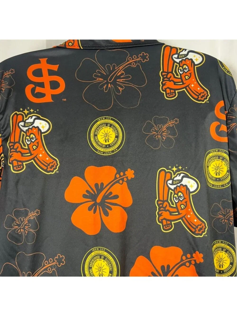 San Jose Giants Churros IBEW SGA Mens Camp Shirt size Large 44x30 MiLB Baseball